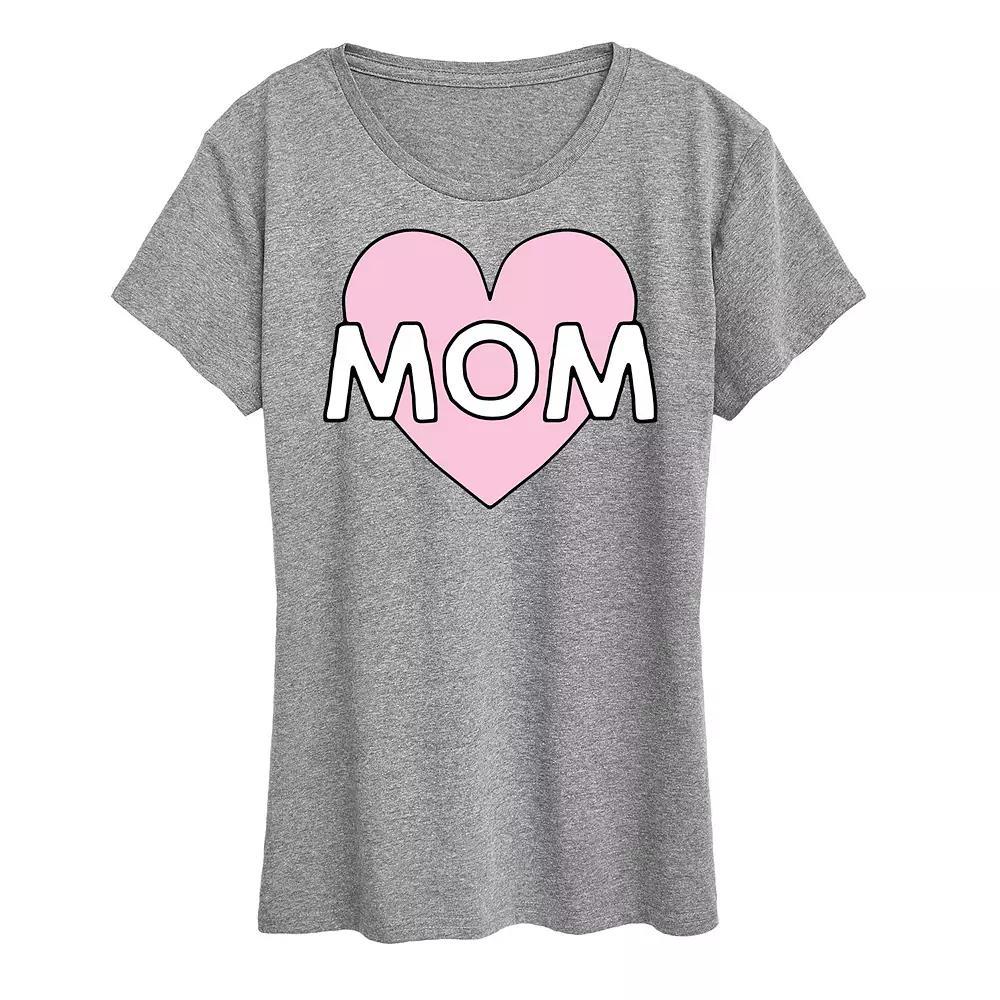 Women's Mom Heart Graphic Tee, Size: Medium, Grey Gray Product Image