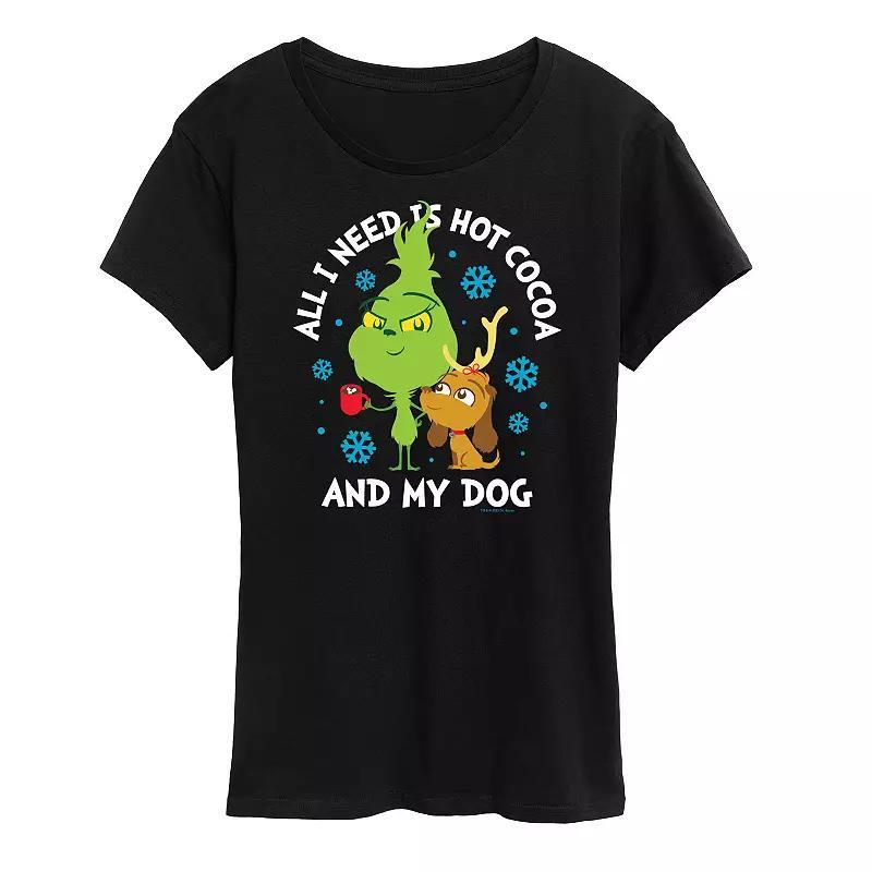 Women's Dr. Seuss The Grinch Hot Cocoa And My Dog Graphic Tee, Girl's, Size: XL, Blue Product Image