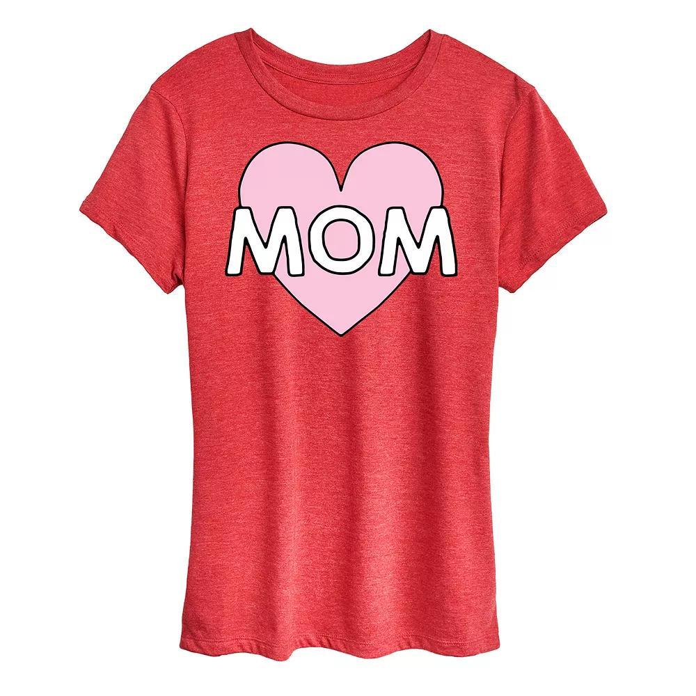 Women's Mom Heart Graphic Tee, Size: Medium, Grey Gray Product Image