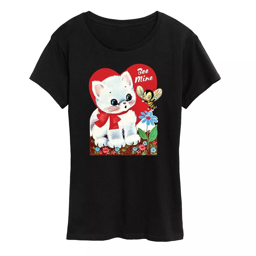 Women's Bee Mine Vintage Valentine's Graphic Tee, Size: Small, Black Product Image