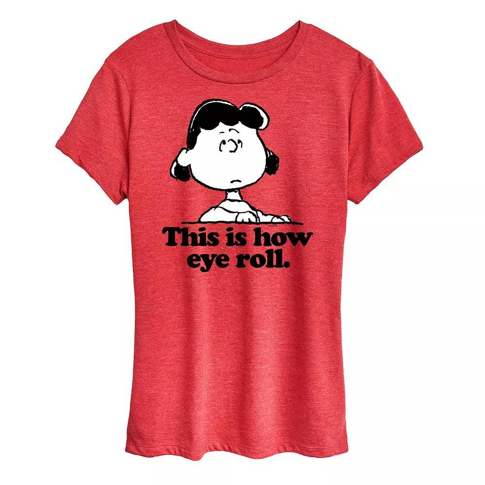 Womens Peanuts Lucy This Is How Eye Roll Graphic Tee Grey Gray Product Image
