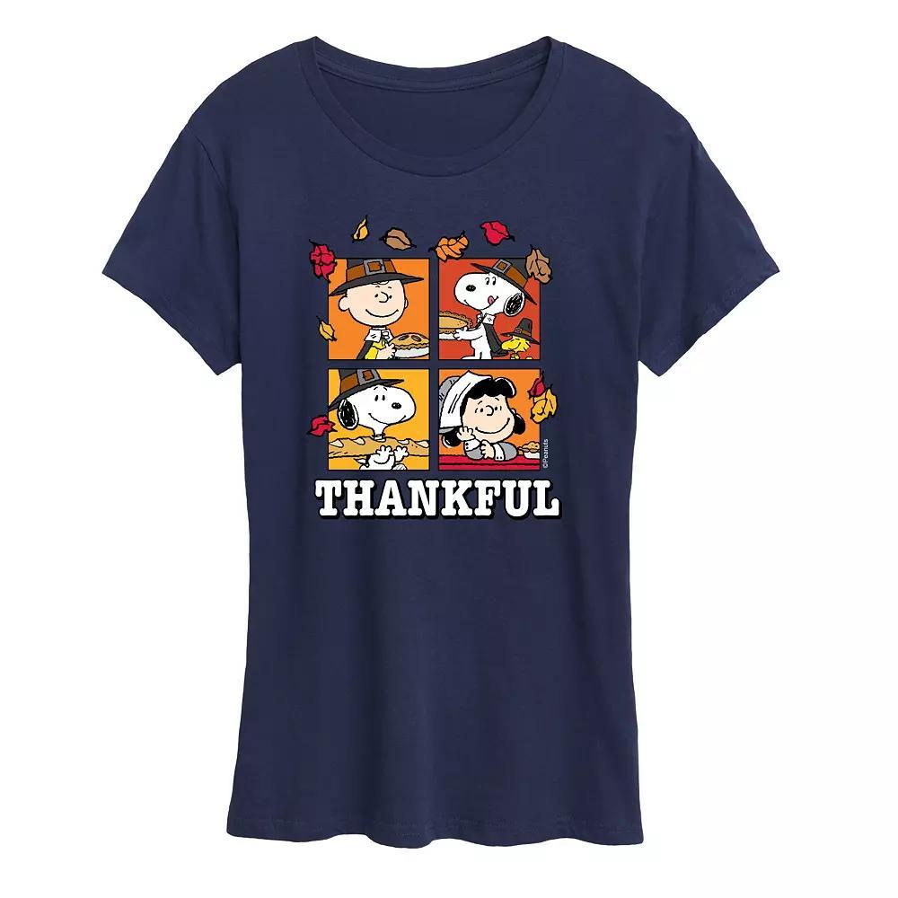 Women's Peanuts Thankful Graphic Tee, Girl's, Size: Large, Grey Gray Product Image