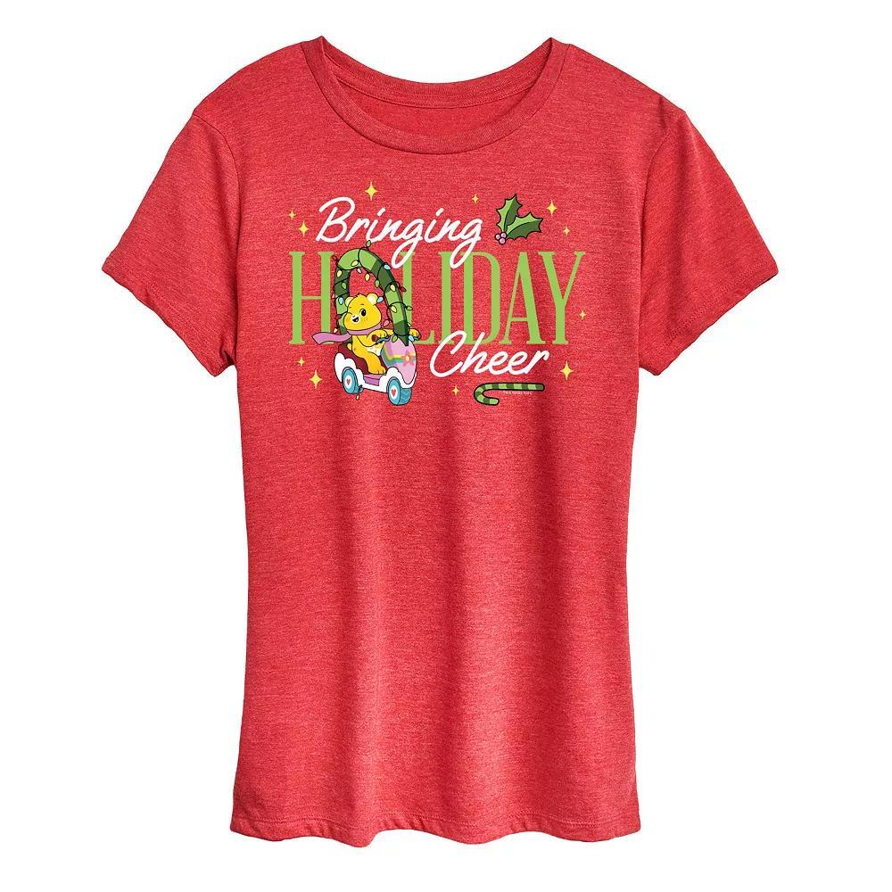 Womens Care Bears Holiday Cheer Graphic Tee, Girls Grey Red Product Image