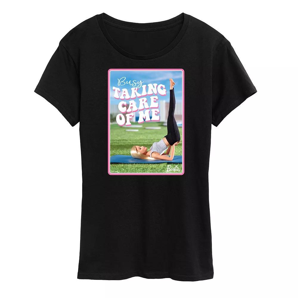 Womens Barbie Busy Taking Care Of Me Graphic Tee Grey Royal Blue Product Image