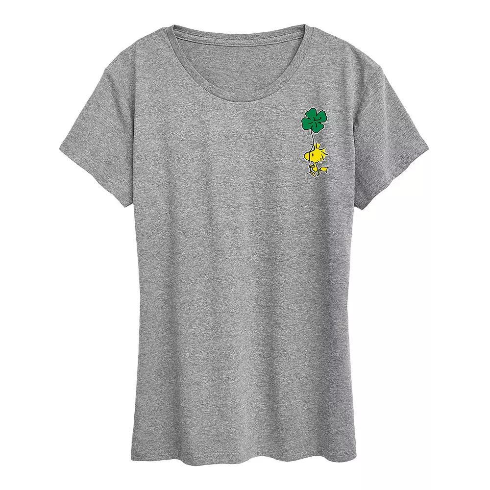 Womens Peanuts Woodstock Clover Graphic Tee Heather Grey Product Image