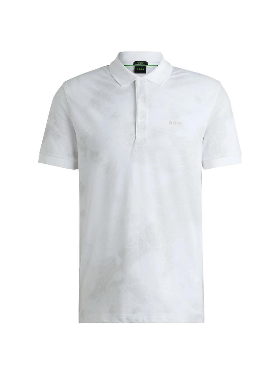 Mens Polo Shirt with Decorative Reflective Print Product Image