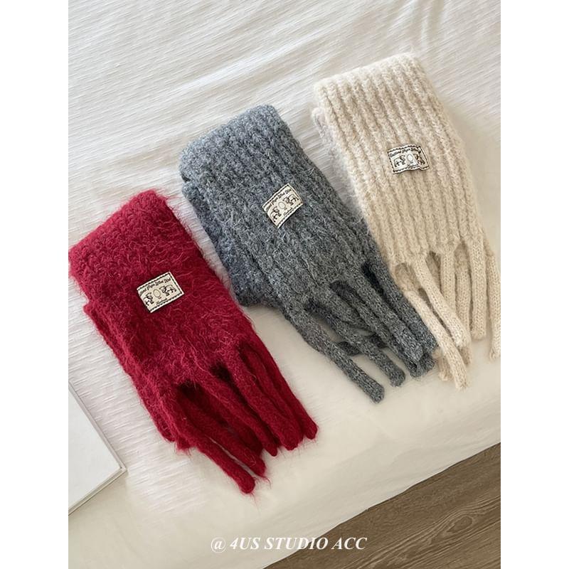 Plain Fringe Knit Scarf Product Image