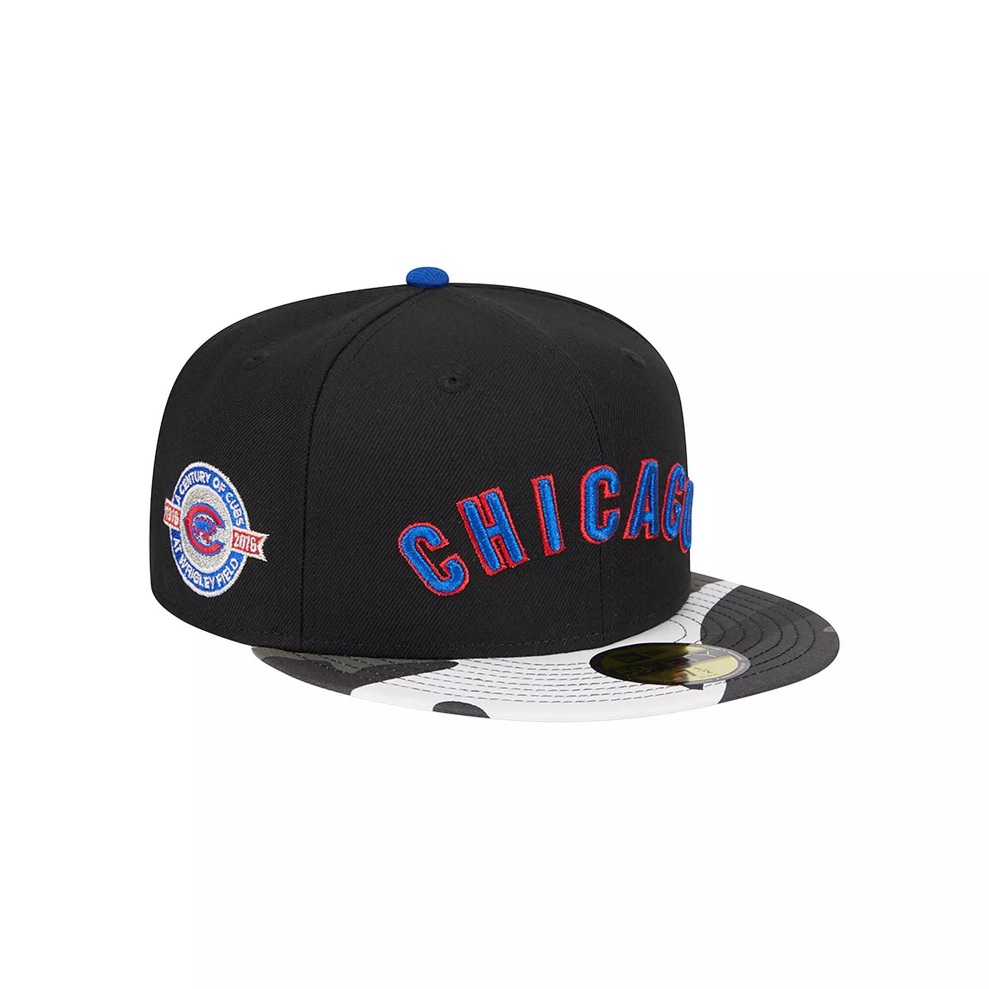 Men's New Era Black Chicago Cubs Metallic Camo 59FIFTY Fitted Hat, Size: 7 1/8 Product Image