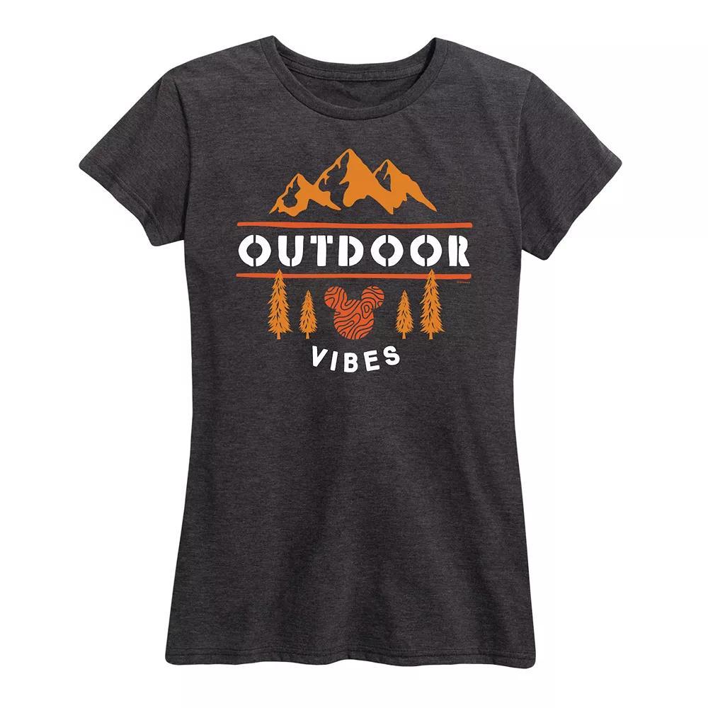 Disney's Mickey Mouse Women's Outdoor Vibes Graphic Tee, Size: Medium, Heather Grey Product Image