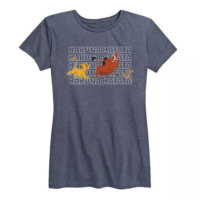 Disneys Lion King Womens Hakuna Matata Stacked Graphic Tee Heather Grey Product Image