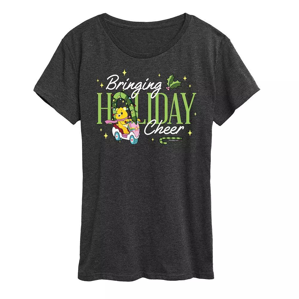 Womens Care Bears Holiday Cheer Graphic Tee, Girls Grey Red Product Image