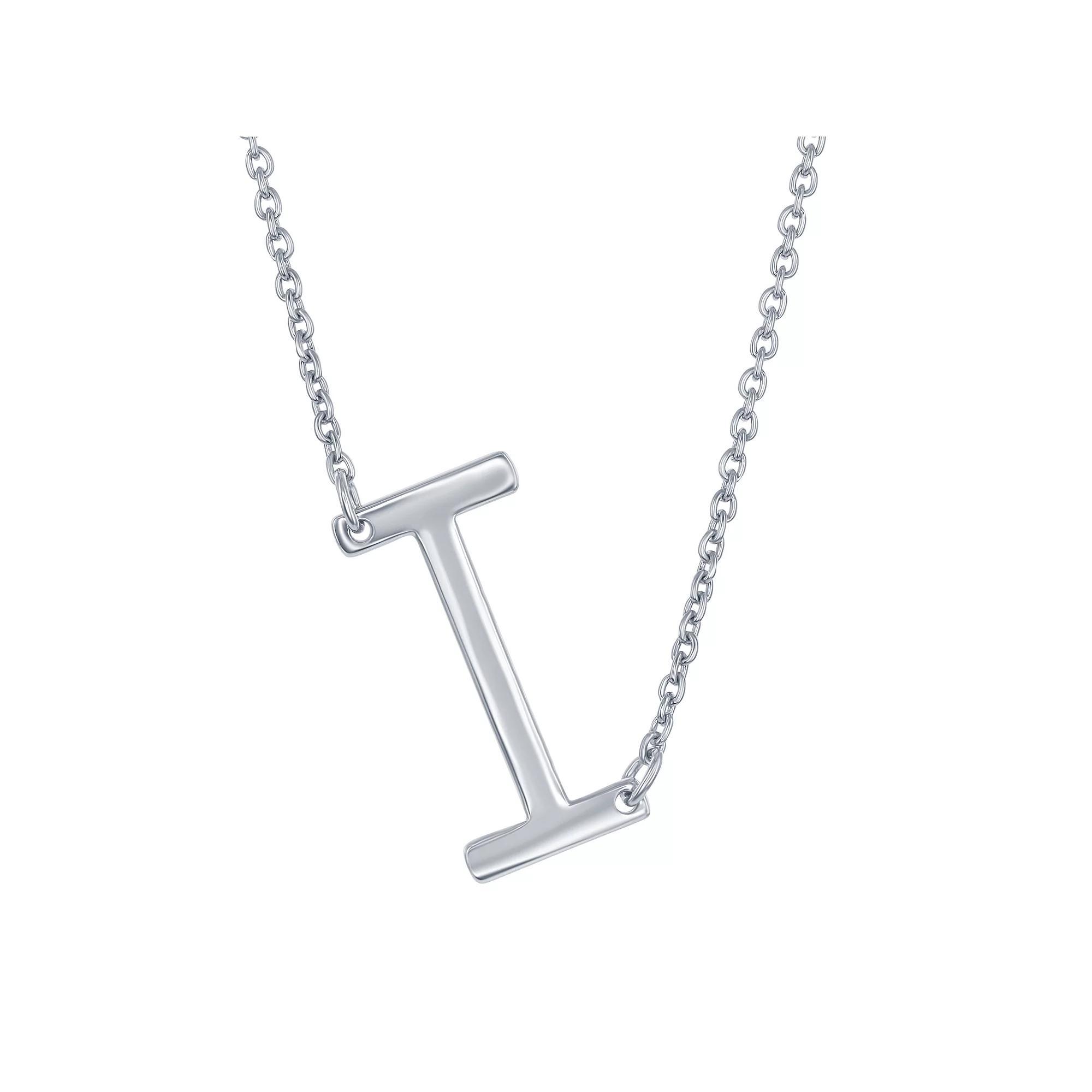Sterling Silver Sideways Initial Necklace, Womens Sterling B Product Image