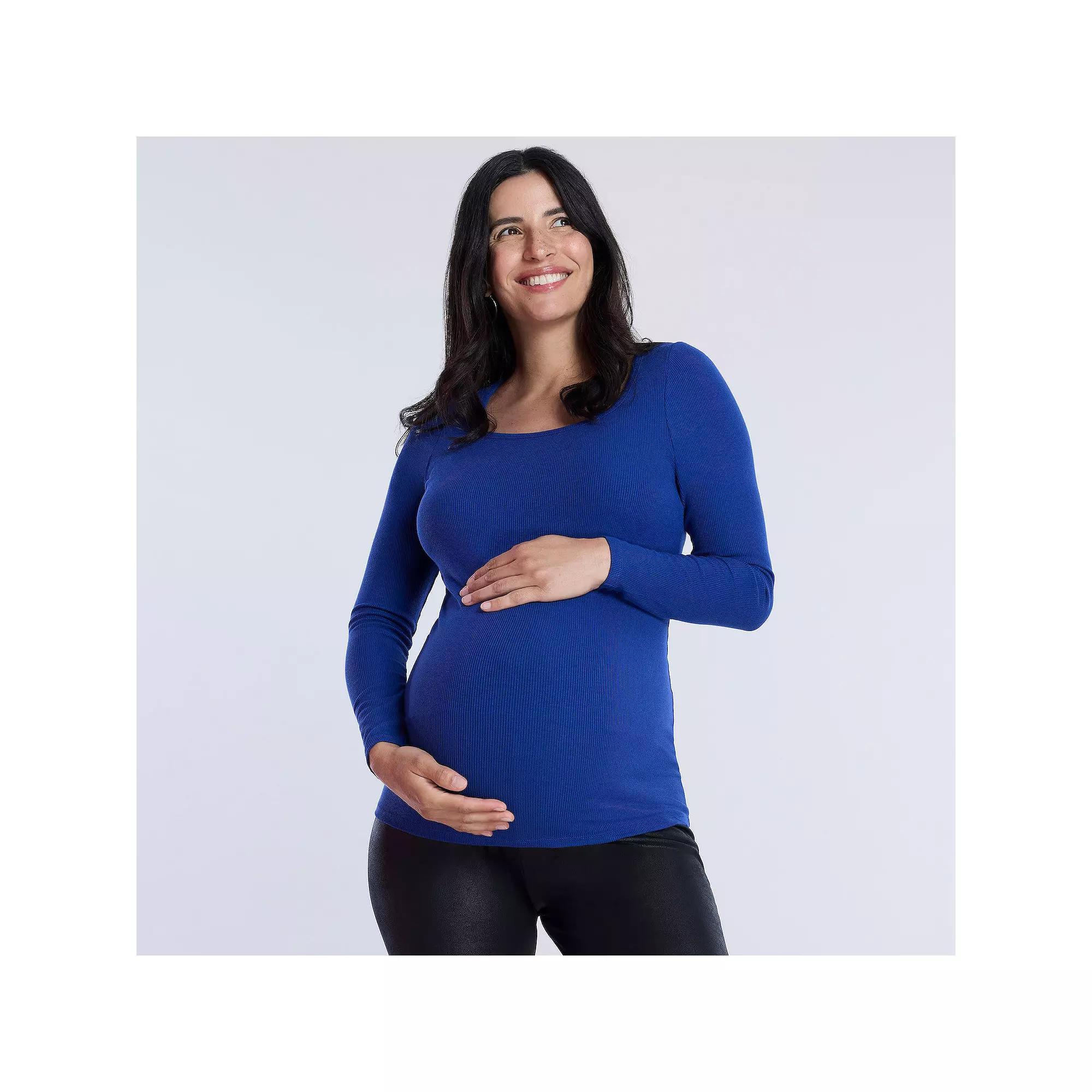 Maternity Motherhood® Square Neck Long Sleeve Tee, Women's, Size: XS-MAT, Sodalite Blue Product Image