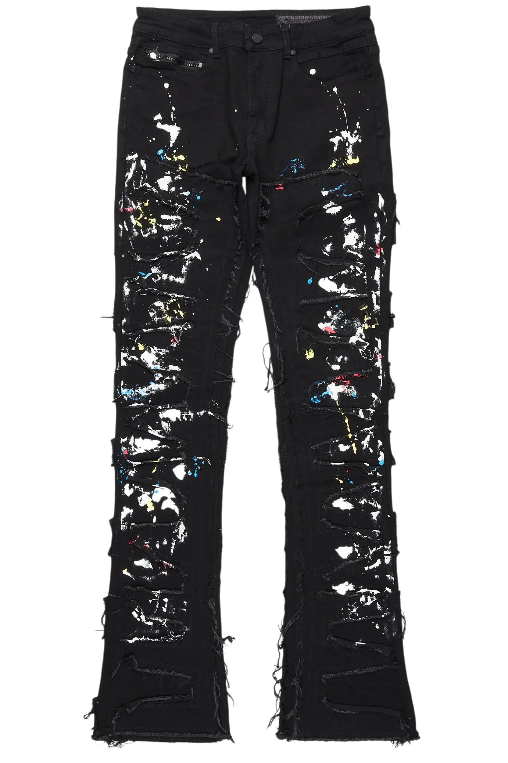 Shaddie Black Painter Stacked Flare Jean Male Product Image