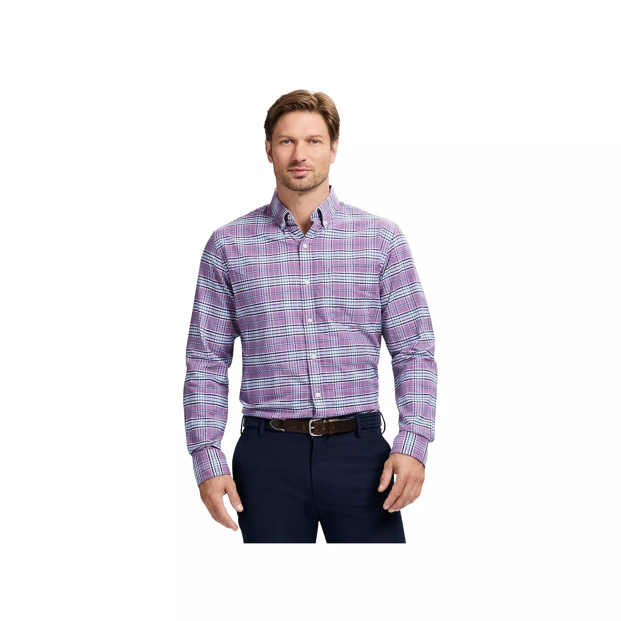 Men's IZOD Oxford Woven Long Sleeve Button-Down Shirt, Size: Large, Purple Perfect Product Image