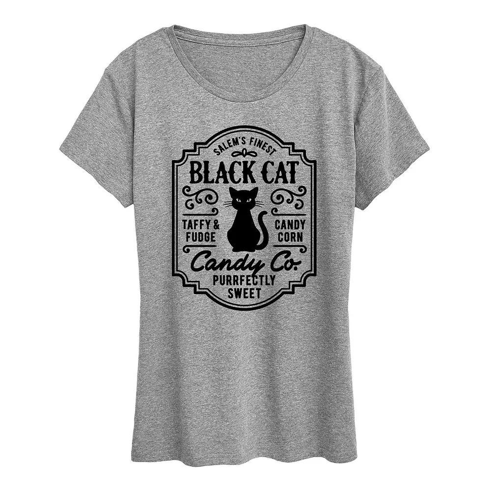 Womens Black Cat Candy Co Halloween Tee, Girls Product Image