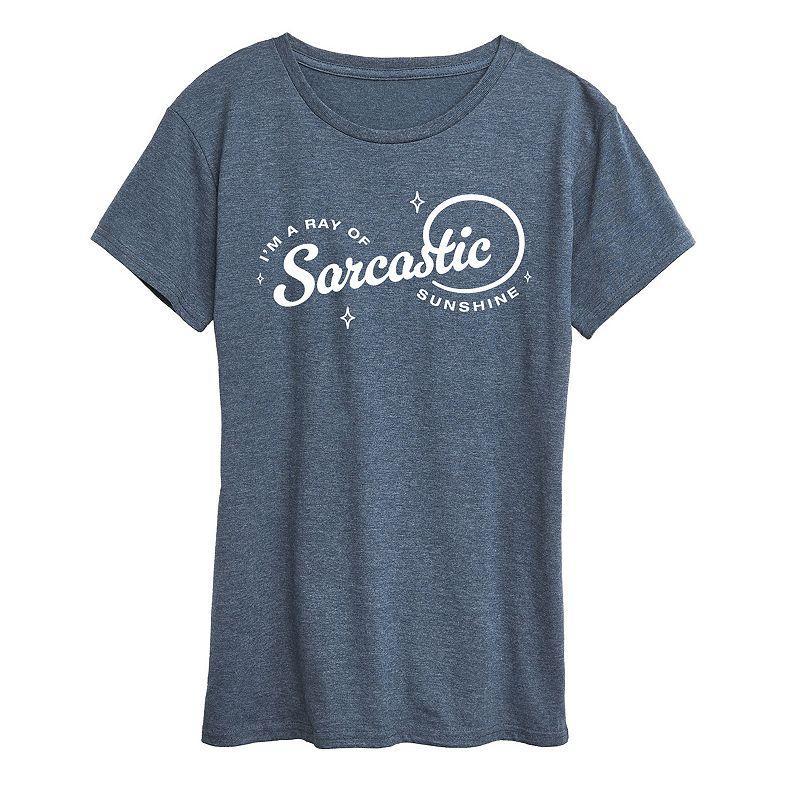 Womens Ray of Sarcastic Sunshine Graphic Tee Grey Blue Product Image