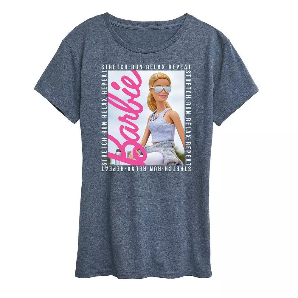 Womens Barbie Stretch Run Relax Repeat Graphic Tee Product Image