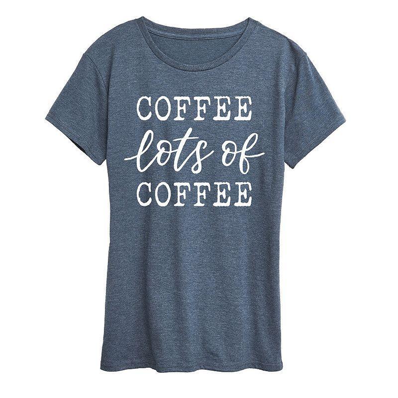 Womens Coffee Lots Of Coffee Graphic Tee, Girls Grey Blue Product Image