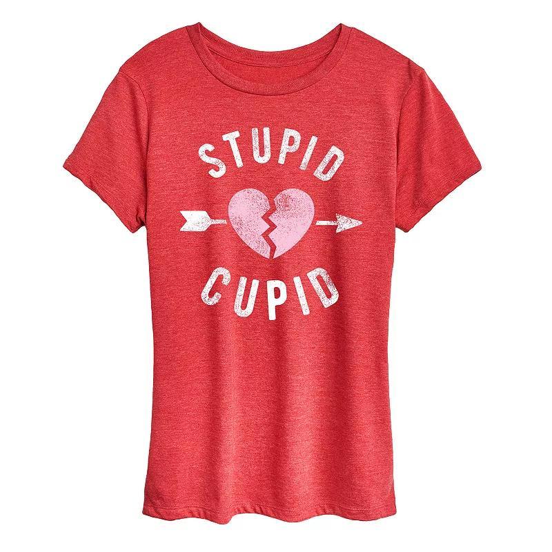 Womens Stupid Cupid Graphic Tee Grey Blue Product Image