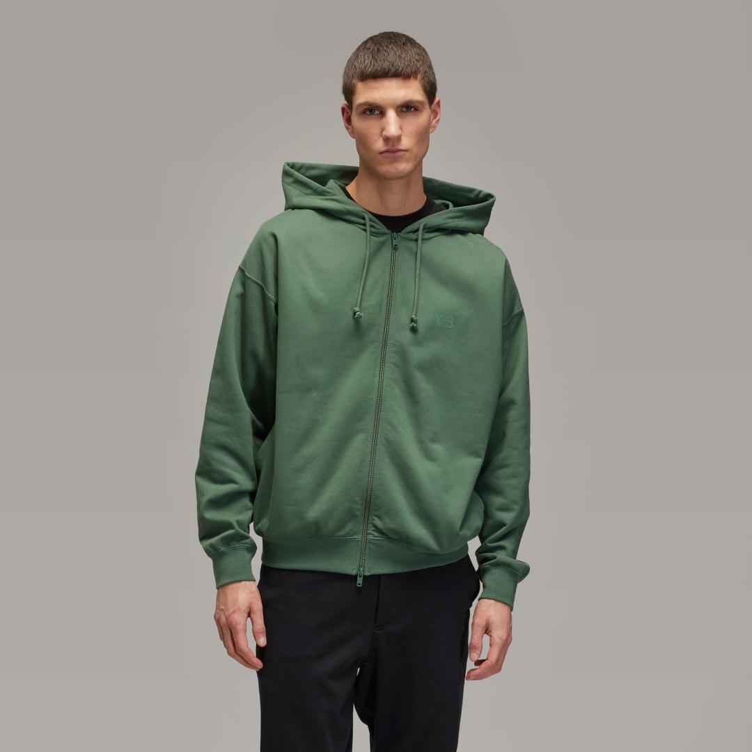 adidas Y-3 French Terry Zip Hoodie Green Oxide XS Mens Product Image