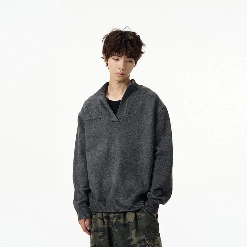RT No. 18700 KNIT V-NECK COLLAR SWEATER Product Image