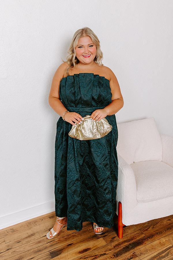 Night At The Gala Jacquard Midi in Dark Hunter Green Curves Product Image