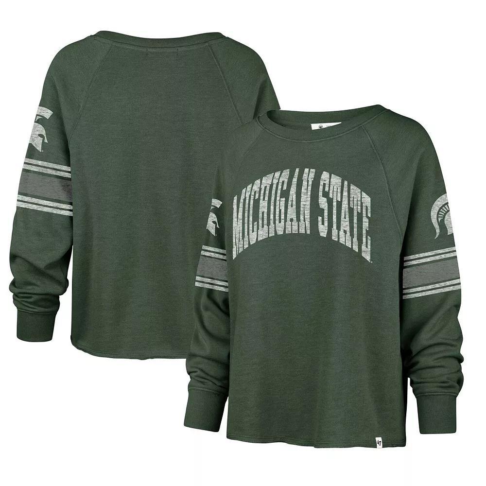 Women's '47 Green Michigan State Spartans Allie Modest Raglan Long Sleeve Cropped T-Shirt, Size: Medium Product Image