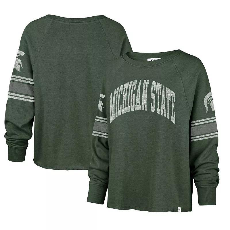 Women's '47 Green Michigan State Spartans Allie Modest Raglan Long Sleeve Cropped T-Shirt, Size: Medium Product Image
