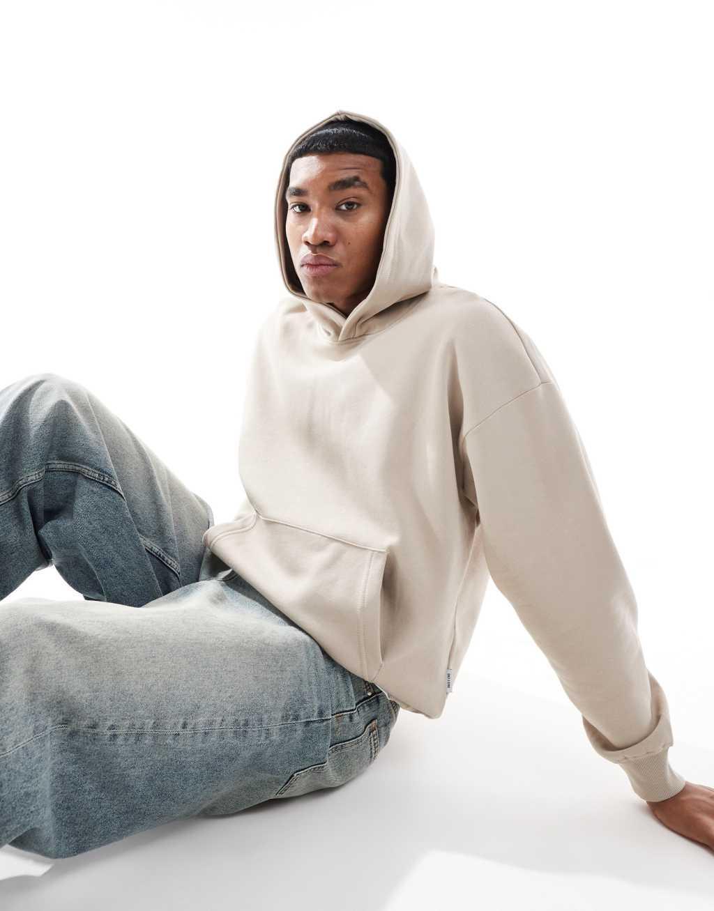 ONLY & SONS vintage fit hoodie in stone Product Image