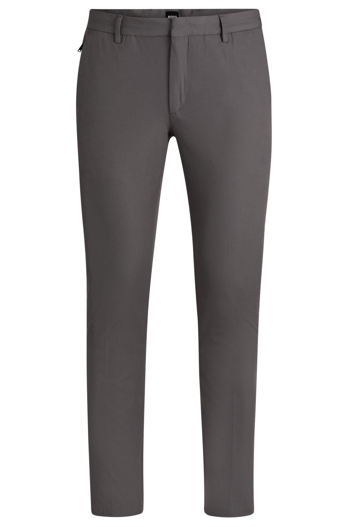 BOSS - Slim-fit trousers in stretch cotton - Dark Grey Product Image