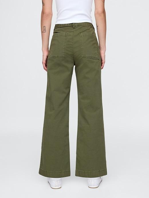High Rise Stride Wide-Leg Ankle Khakis Product Image