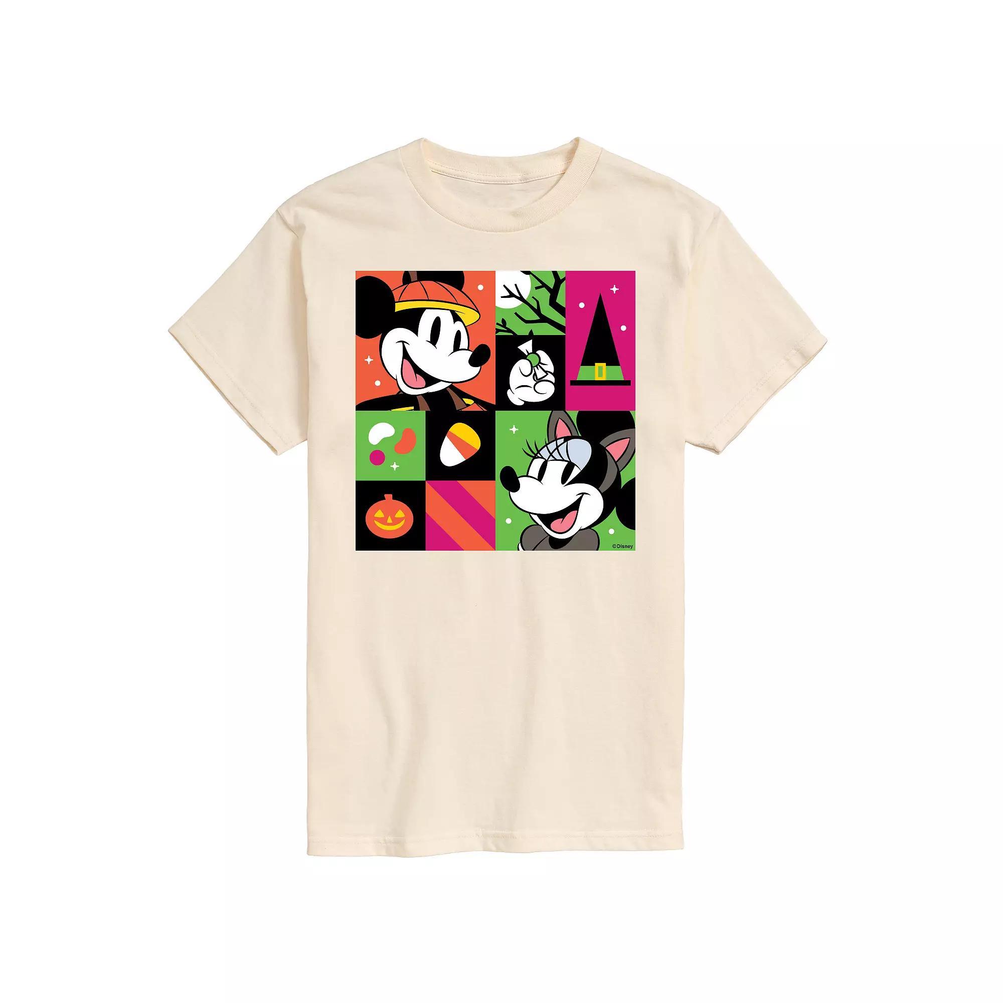 Disneys Mickey & Minnie Mouse Mens Trick Or Treat Grid Graphic Tee Product Image