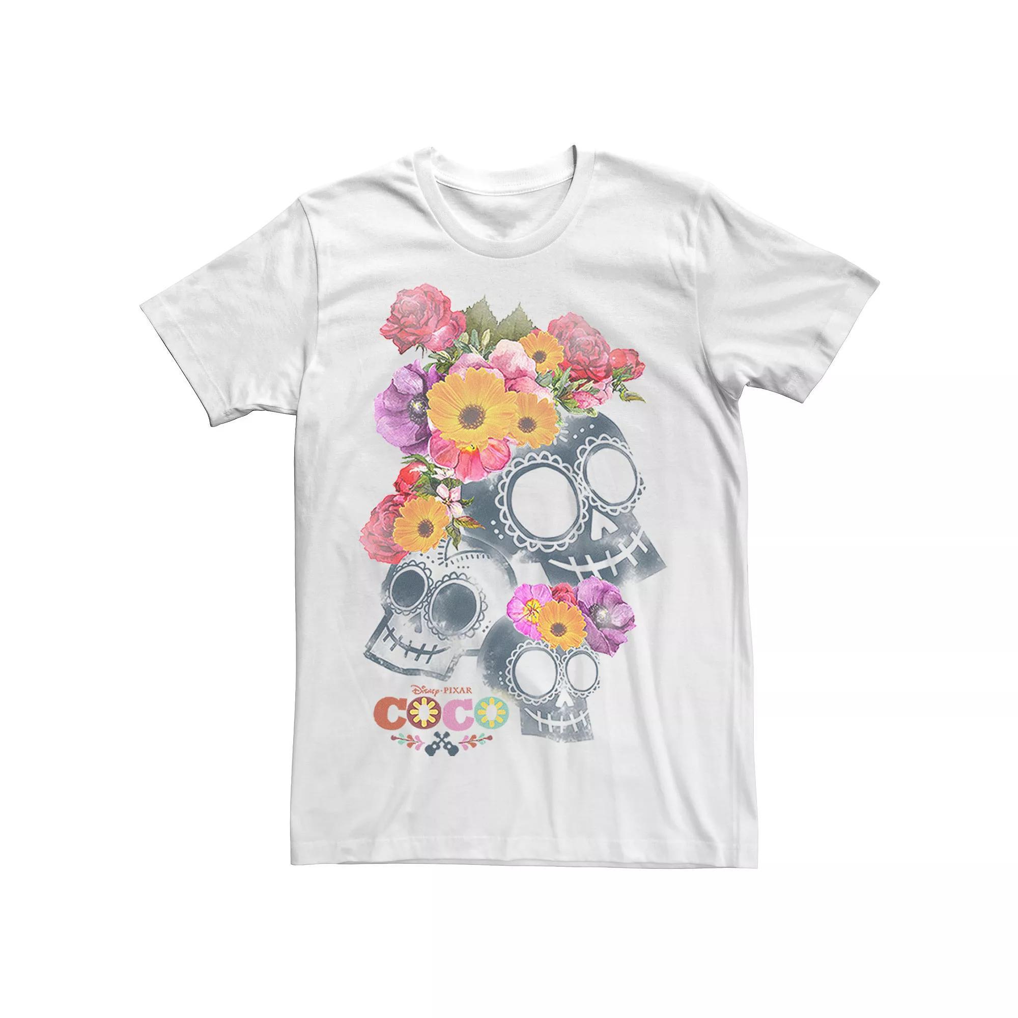 Disney / Pixar's Coco Men's Calaveras Floral Skulls Tee, Size: XL, White Product Image