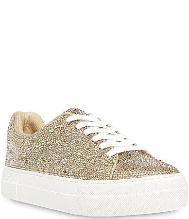 Blue by Betsey Johnson Sidny Rhinestone Embellished Family Matching Platform Lace Up Sneakers Product Image