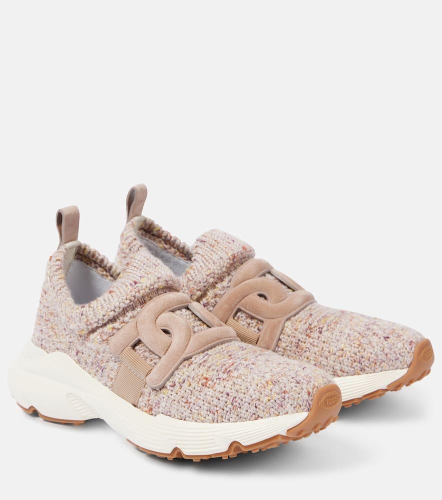 TOD'S Kate Knitted Slip-on Sneakers In Pink Product Image