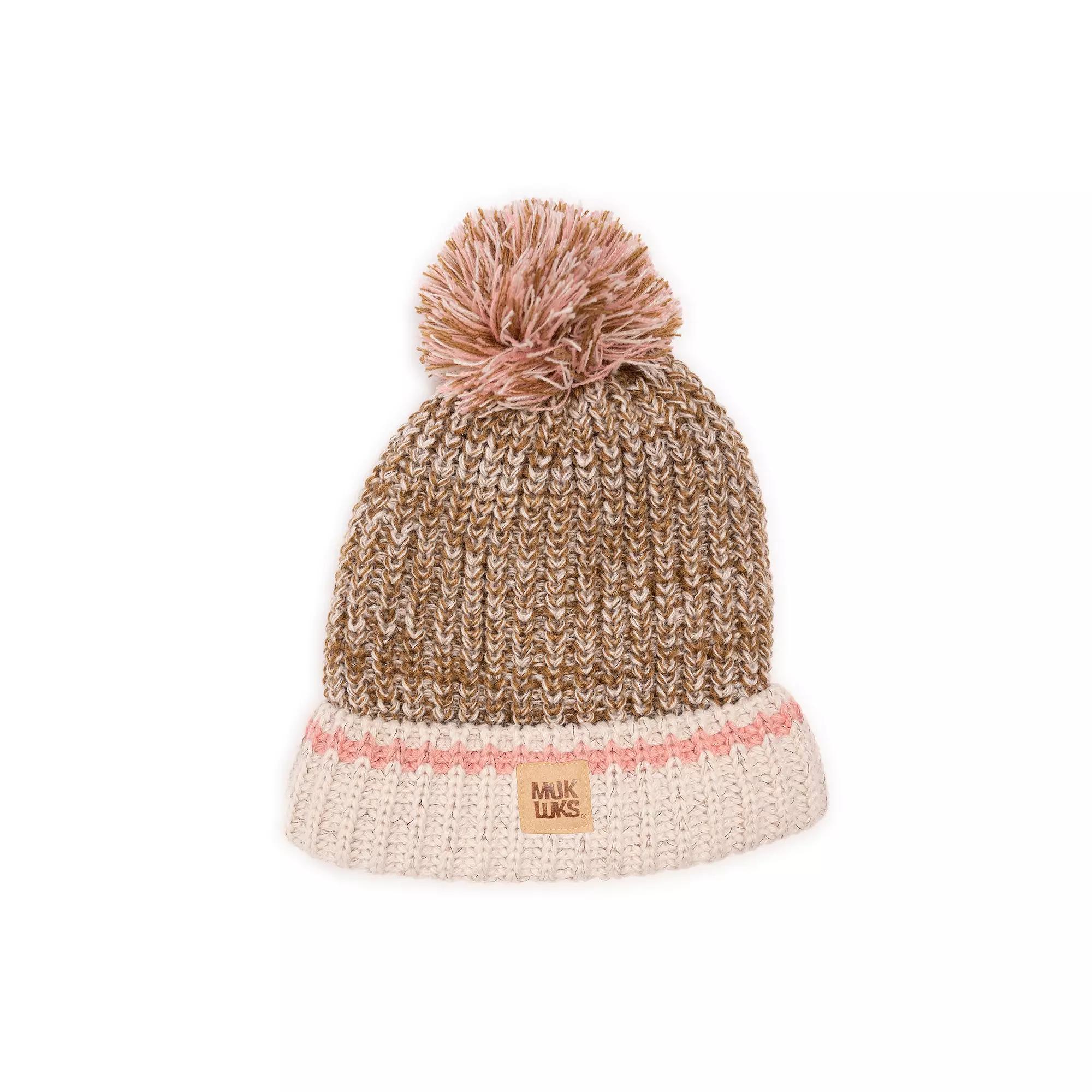 Womens MUK LUKS Marled Chunky Stitch Hat, Ebony White Marl Product Image