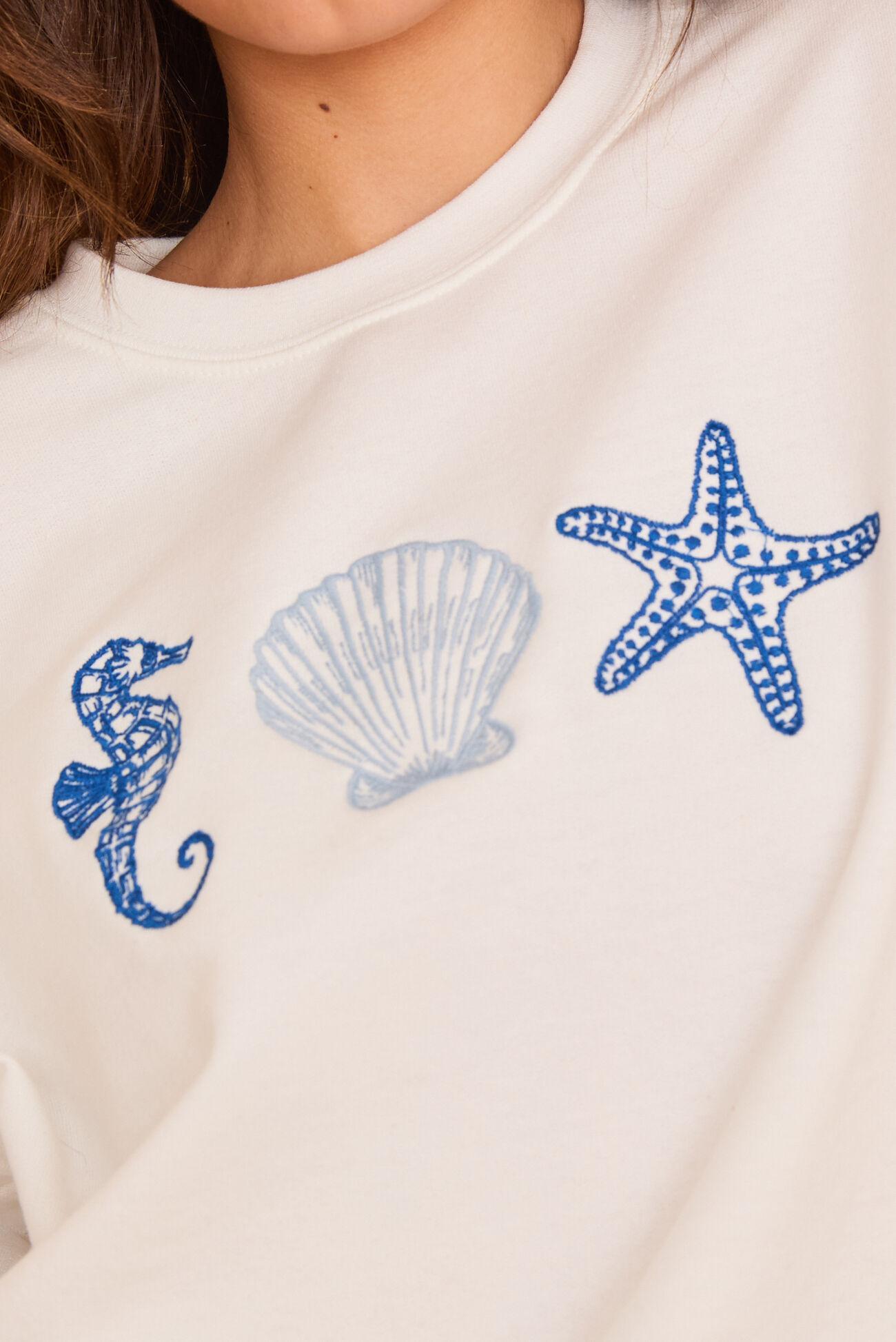 Seaside Embroidered Graphic Sweatshirt Product Image