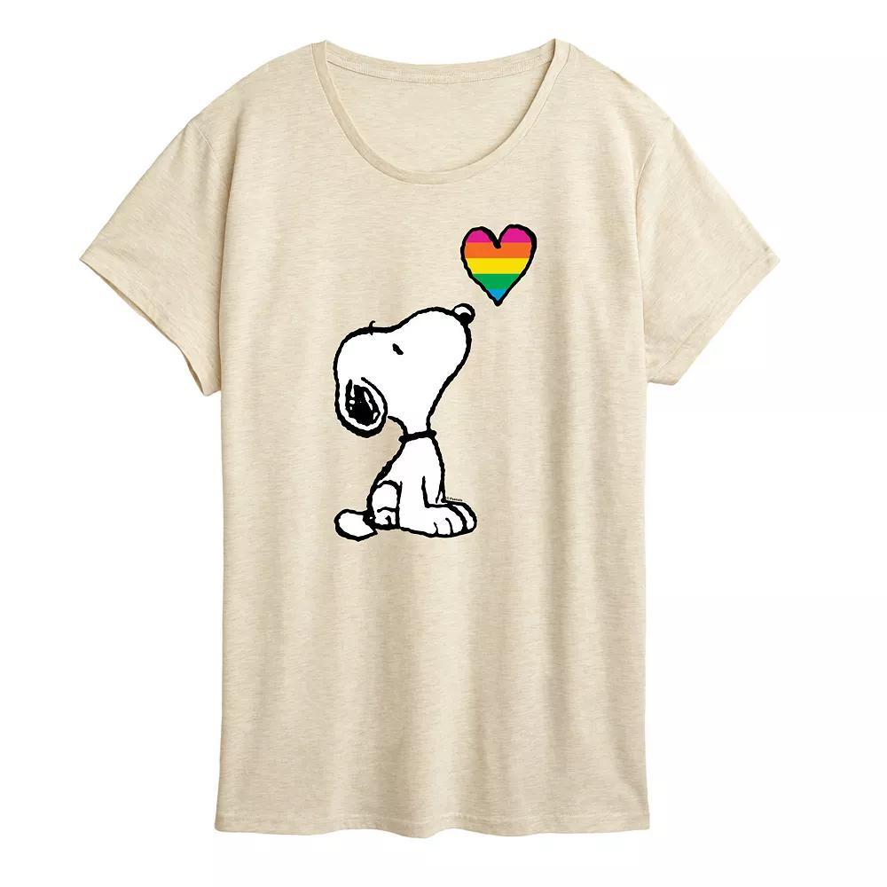 Womens Peanuts Snoopy Rainbow Heart Graphic Tee Product Image