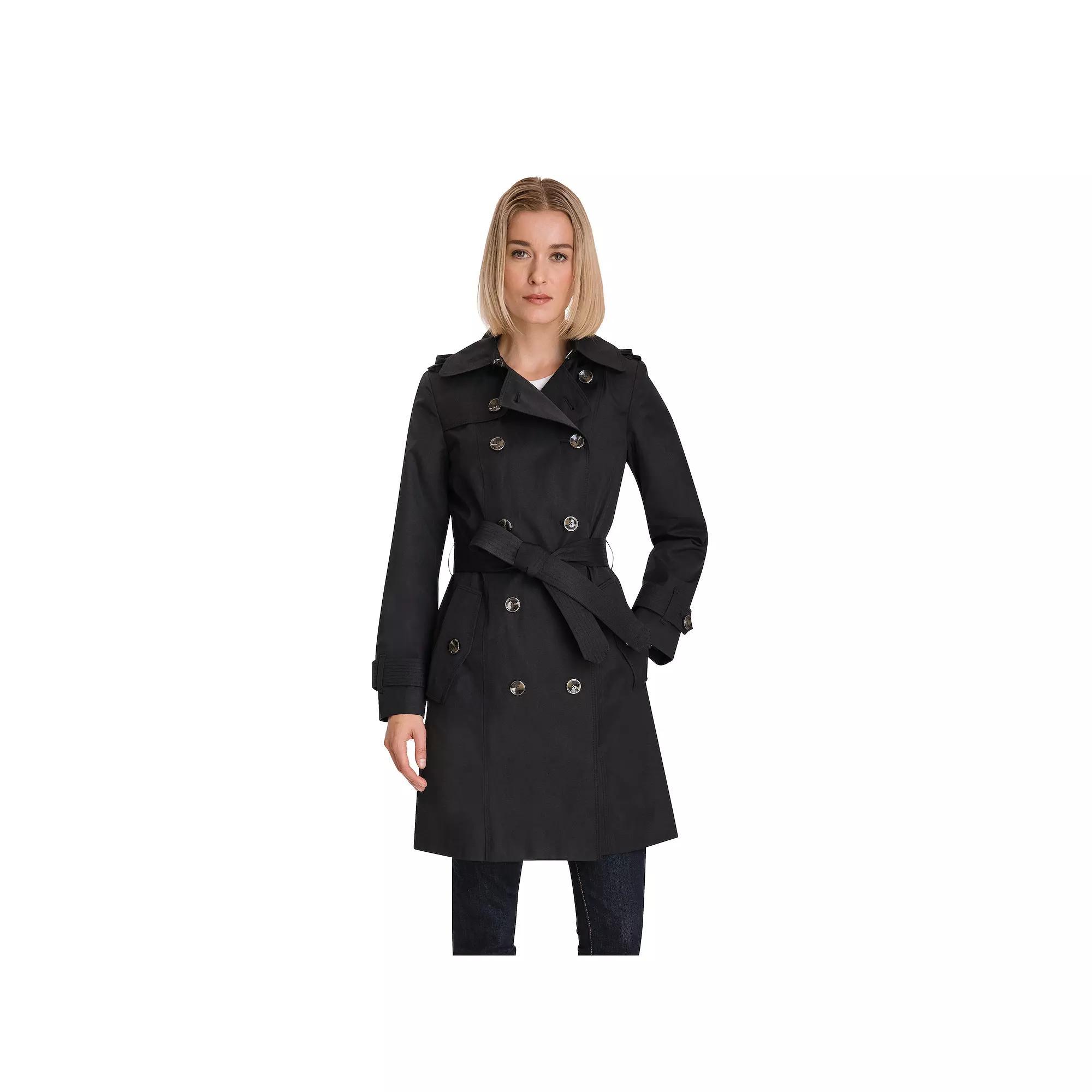 Women's London Fog Double Breasted Trench Coat, Size: XL, Green Product Image