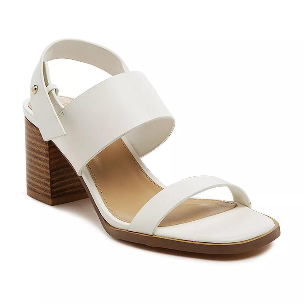 Rag & Co Gertrude Women's Leather Block Heel Sandals, Size: 10, White Product Image