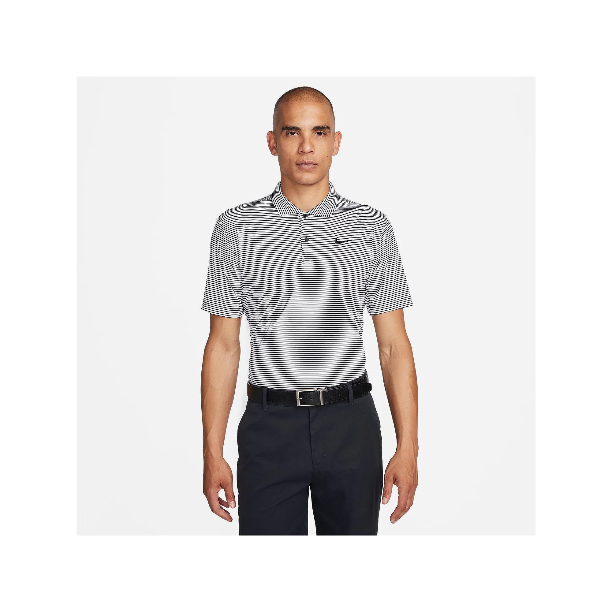 Men's Nike Striped Dri-FIT Golf Polo, Size: XL, Black Grey Product Image