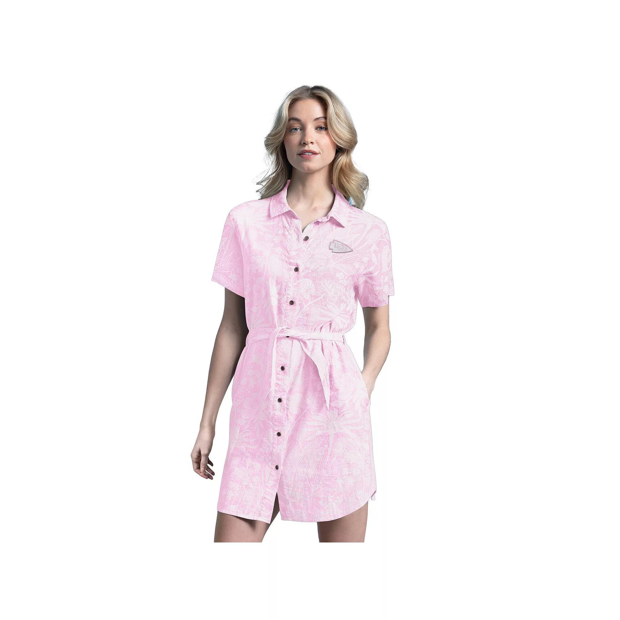 Women's Margaritaville  Pink San Francisco 49ers Palm Linen Dress, Size: Medium Product Image