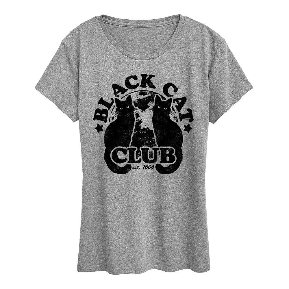 Womens Black Cat Club Halloween Tee, Girls Product Image