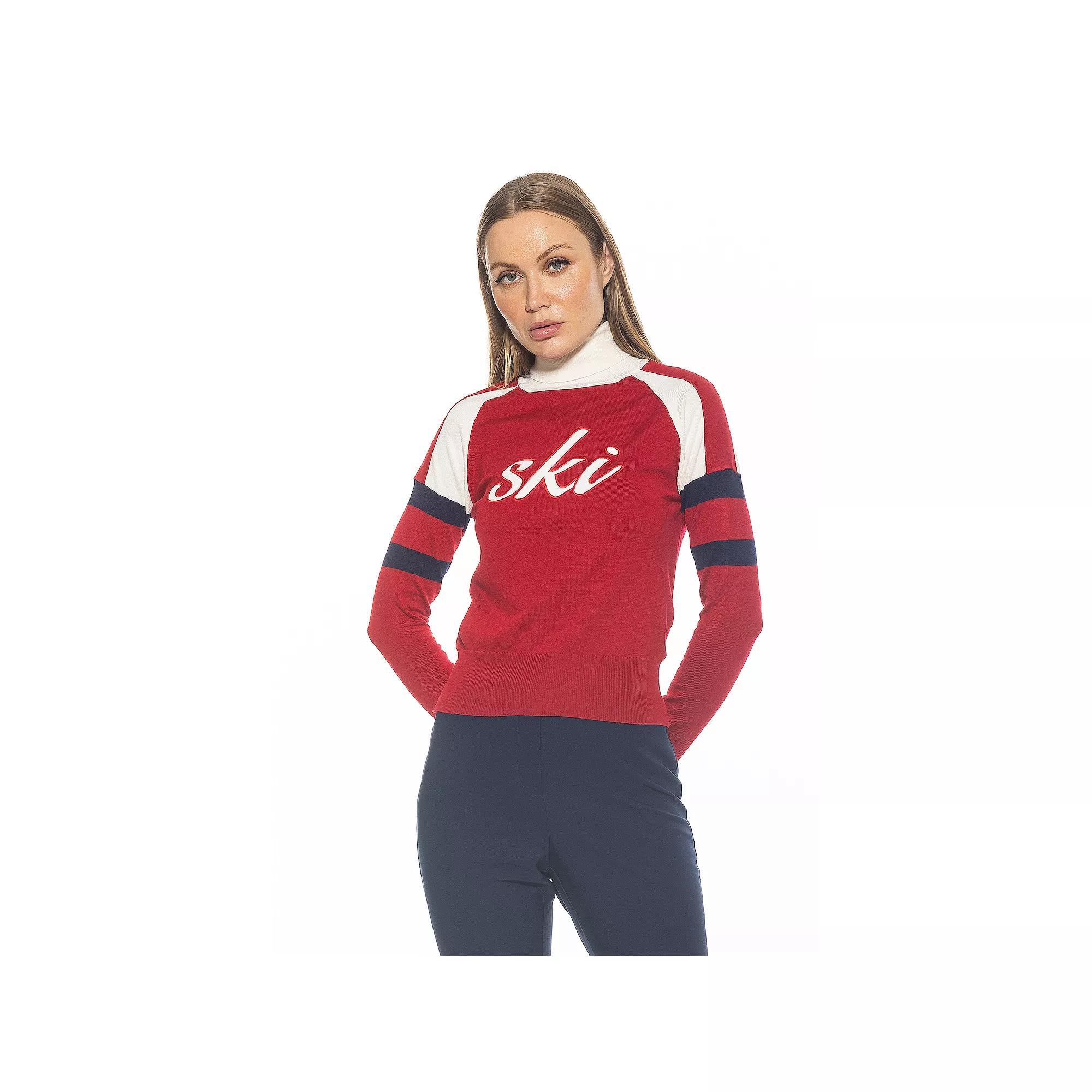 Women's ALEXIA ADMOR Jenni Long Sleeve Knit Turtleneck Sweater, Size: Medium, Black Ivory Product Image