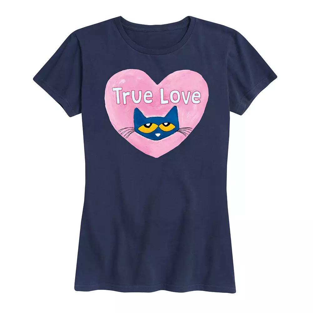 Womens Pete The Cat True Love Graphic Tee Blue Product Image