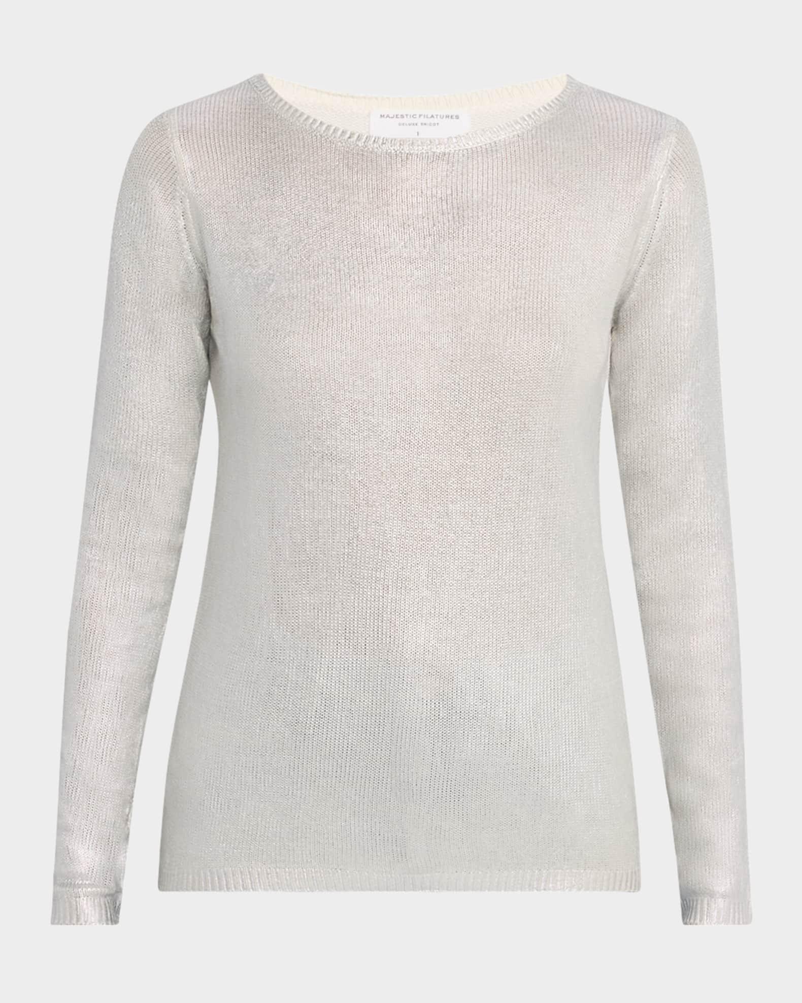 Scoop-Neck Metallic Silk Knit Pullover Product Image