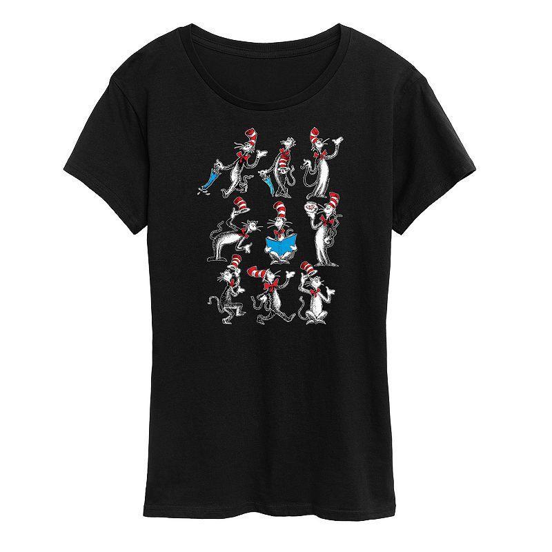 Womens Dr. Seuss Cat Hat Grid Graphic Tee Product Image