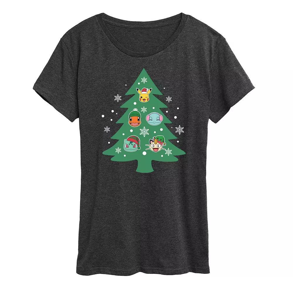 Womens Pokemon Partners Tree Pattern Tee Heather Grey Product Image