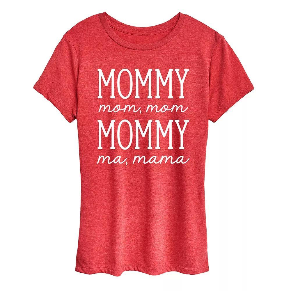 Womens Mom Repeat Graphic Tee, Girls Grey Red Product Image